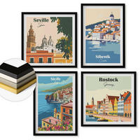 WANDBILDER 4er-Set - 50x50 cm & 40x60 cm Schwarzer Rahmen - Landschaften europäischer Städte - Schwarz, Kunststoff (50/50cm) - ArtPrintCave