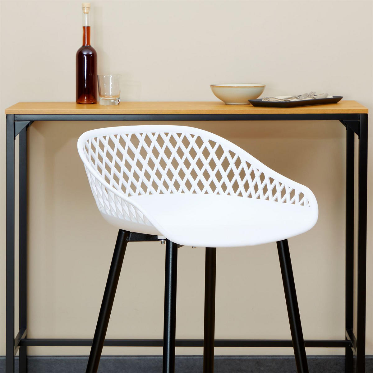 BARHOCKER IREK 2ER-SET - Schwarz/Weiß, Textil (48/96/48cm) - IDIMEX