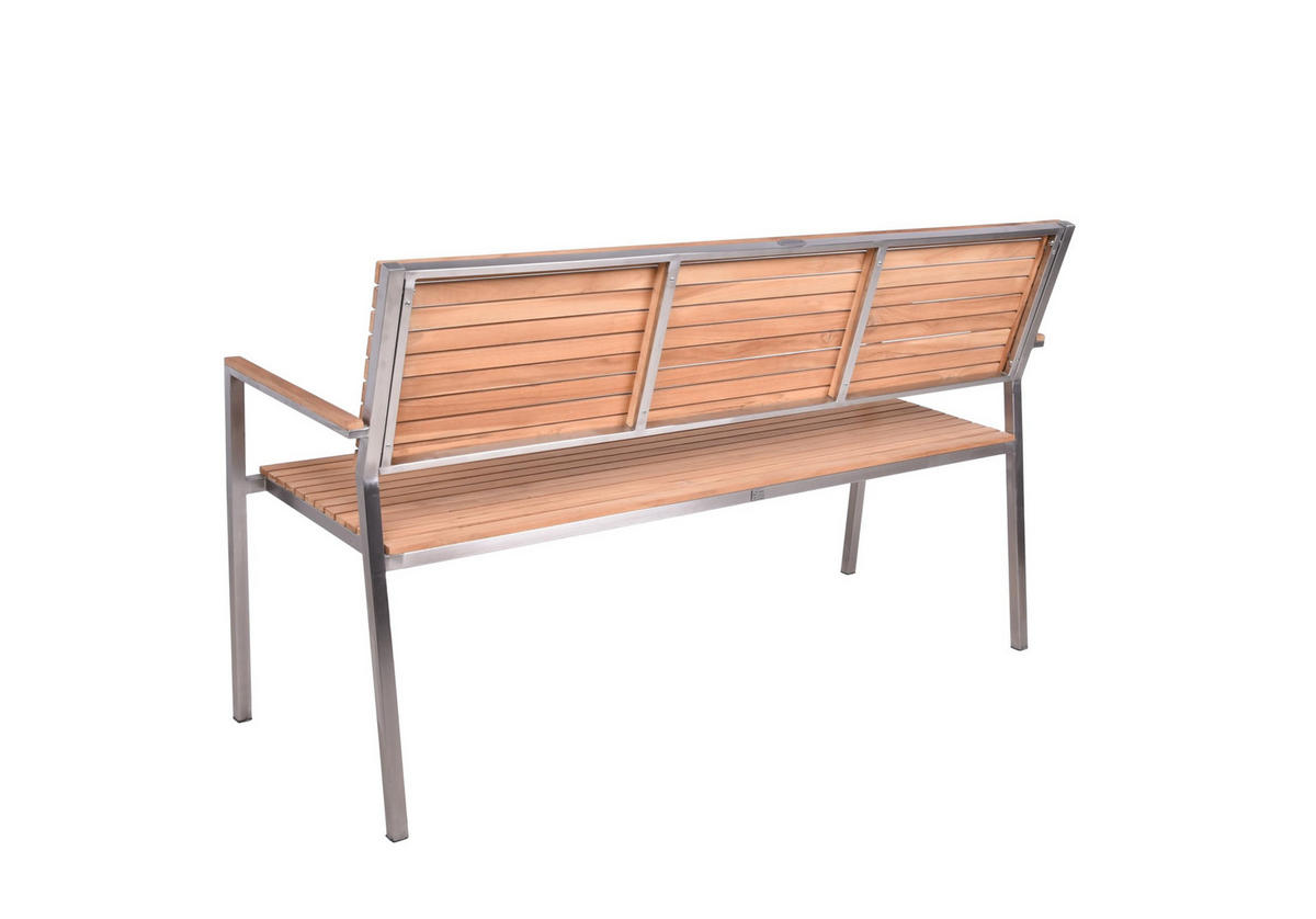 GARTENBANK Leon 3-Sitzer Terrassenbank - Silberfarben, Holz (144/86/56cm) - DELUKE