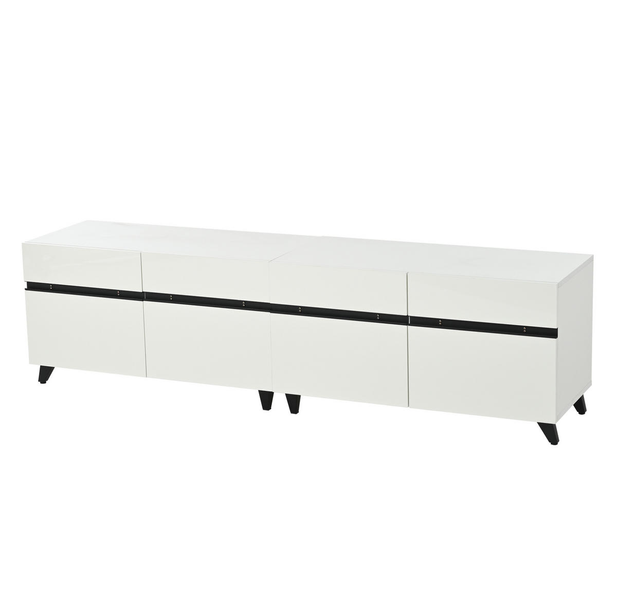 TV-LOWBOARD 180/40/49 cm mit 4 Schrankfächern und Hochglanzfront - Weiß, Holzwerkstoff (180/49/40cm) - BEAOK