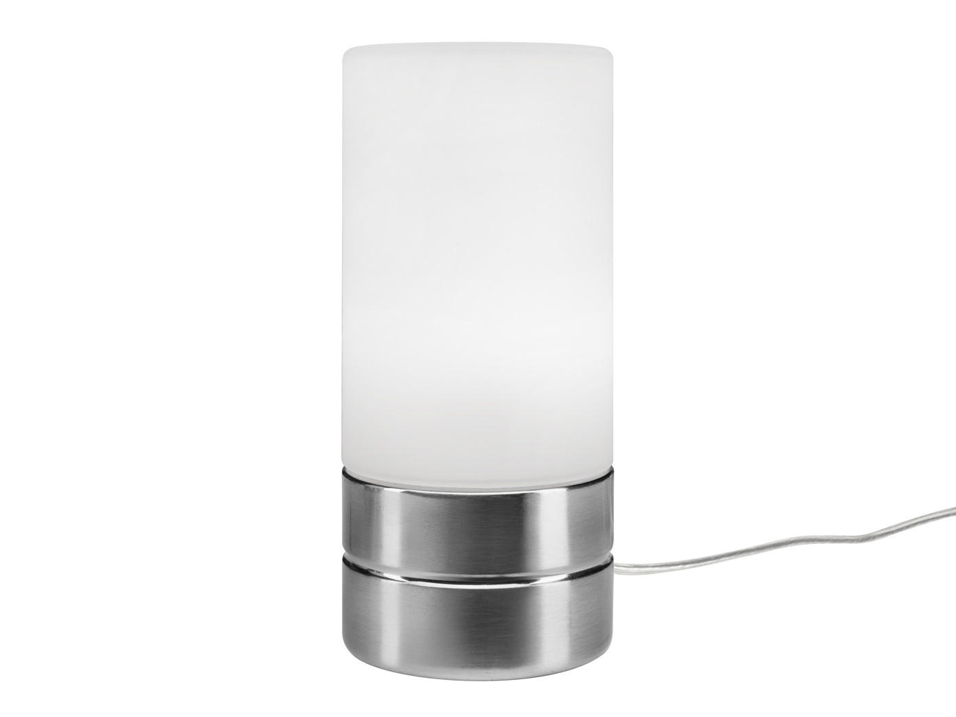 TISCHLEUCHTE Touch dimmbar Höhe 20cm mit Glas Lampenschirm modern, kleine Fensterlampe Nachttisch - Silberfarben/Weiß, Glas/Metall (9/9/20cm) - meineWunschleuchte