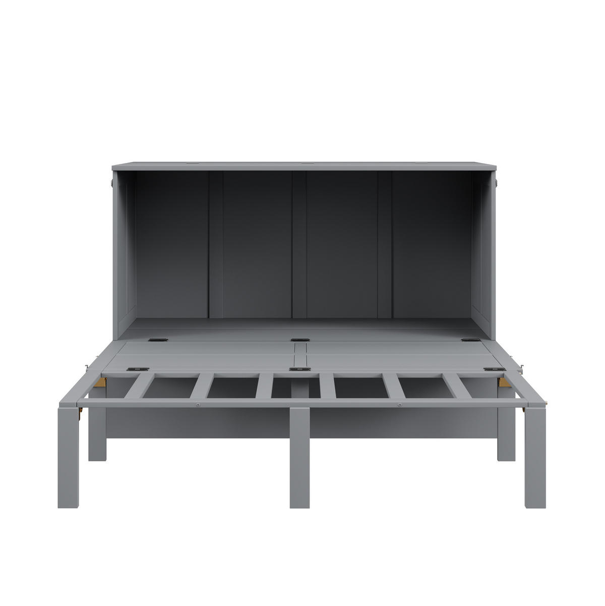 SCHRANKBETT 140/200 cm grau mit Lattenrost und Hochschrank-Design - Grau, Holz (140/200cm) - OKWISH
