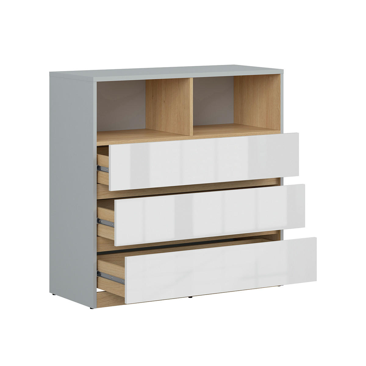 KOMMODE Pop Grau und weiß - Weiß, Holzwerkstoff (90/91/39cm) - Petits-meubles