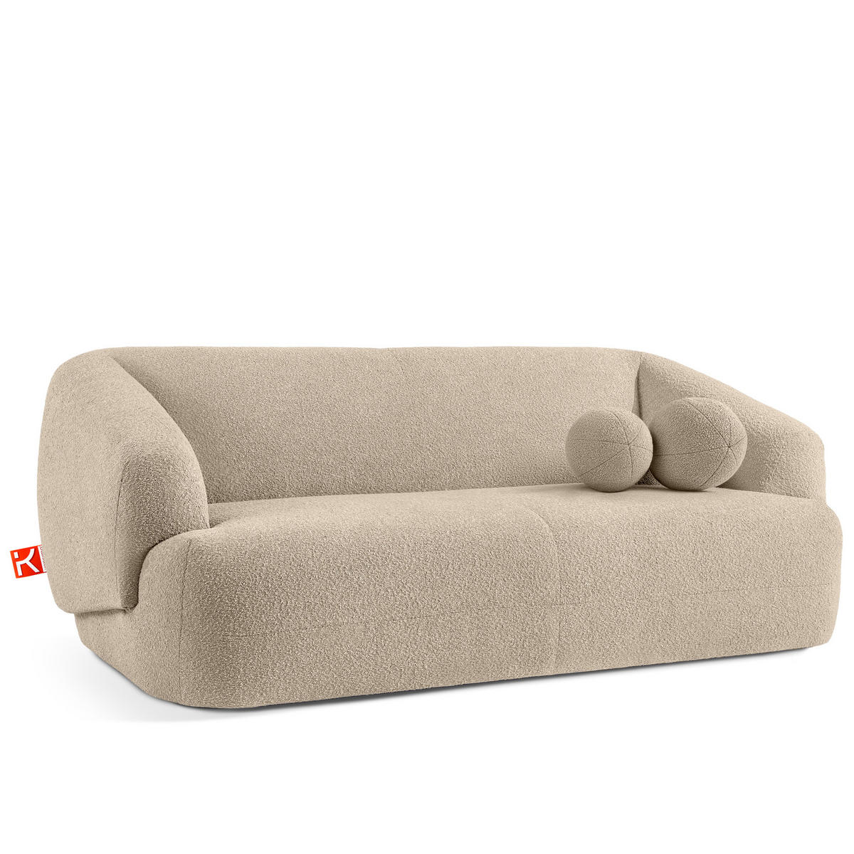 EINZELSOFA VIRA, Hellbeige, Bouclé - Hellbraun/Schwarz, Holz/Holzwerkstoff (210/84/100cm) - KONSIMO®