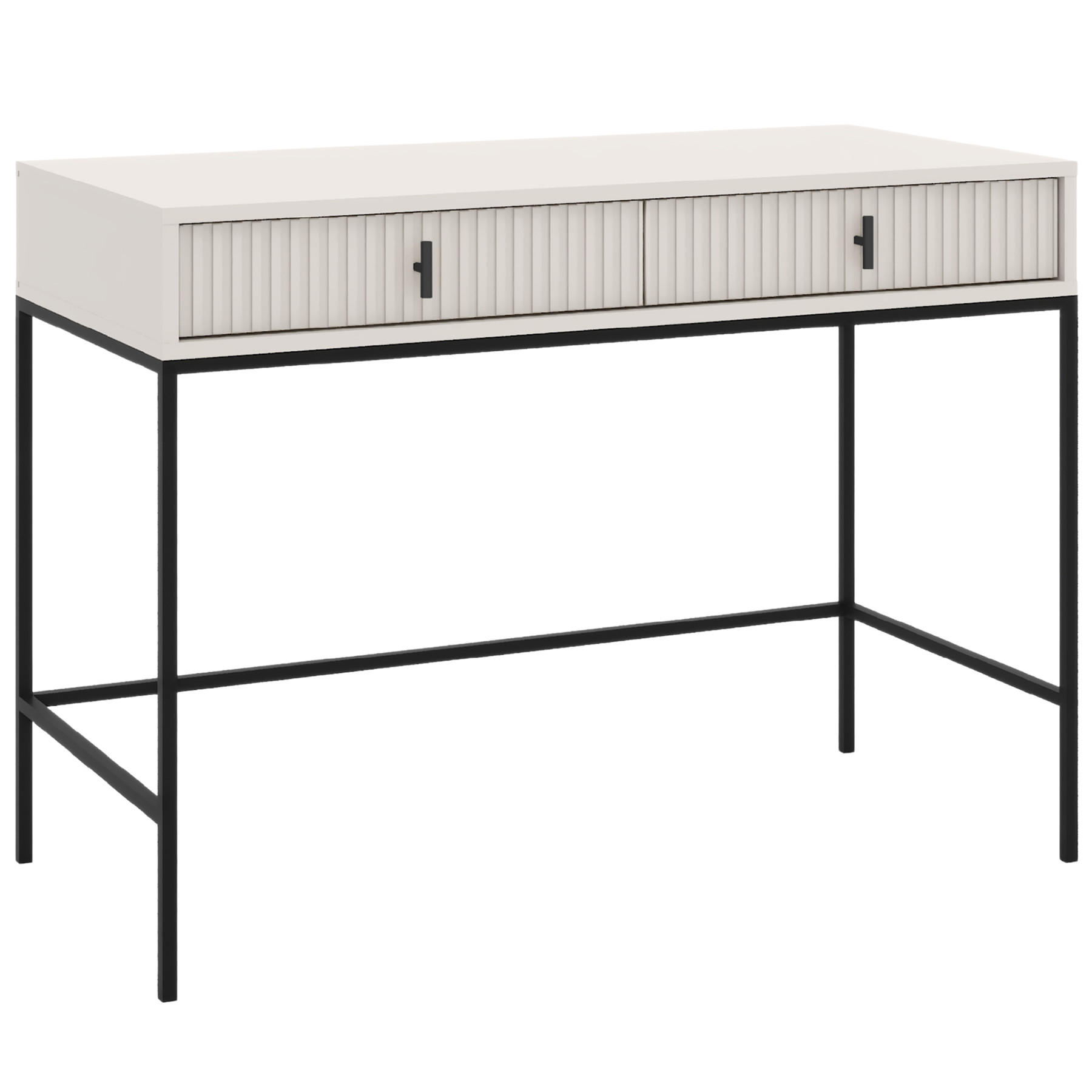 KONSOLENTISCH Marvello mit 2 Schubladen, Kaschmir+Schwarz - Kaschmir/Schwarz, Holzwerkstoff/Metall (50/154/77cm) - Beautysofa