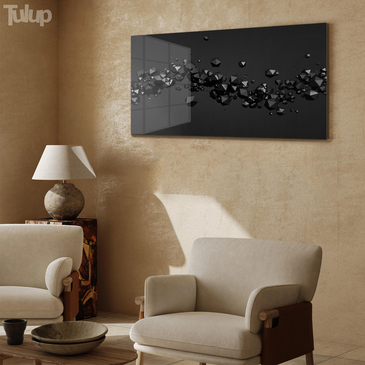 GLASBILD 120x60 cm Abstrakte Kunst - Schieferfarben, Glas (120/60cm) - TULUP