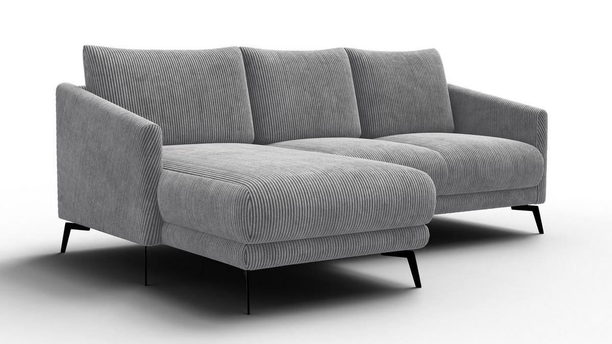 ECKSOFA VILT 3-Sitzer, hellgrau - Hellgrau/Schwarz, Holzwerkstoff/Textil (221/156cm) - Courtois Laville