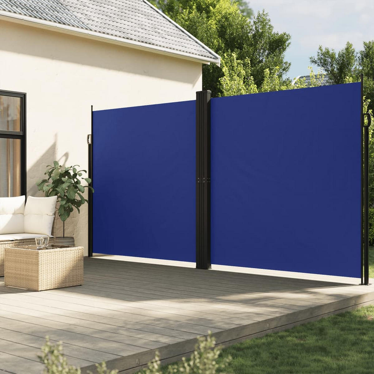 SEITENMARKISE Ausziehbar Blau 200x1200 cm - Blau, Textil (1200/200/1200cm) - furnicato