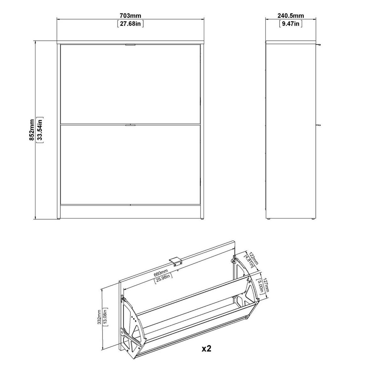 SCHUHSCHRANK Schwarz 24.05/70.3/85.2 cm - Schwarz, Holzwerkstoff (70.3/85.2/24.05cm) - DMORA
