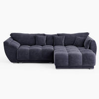 ECKSOFA LARGO Rechts Dunkelgrau Velours Premium L-Form Couch mit Schlaffunktion & Bettkasten - Dunkelgrau/Schwarz, Holz (285/180cm) - Barchello