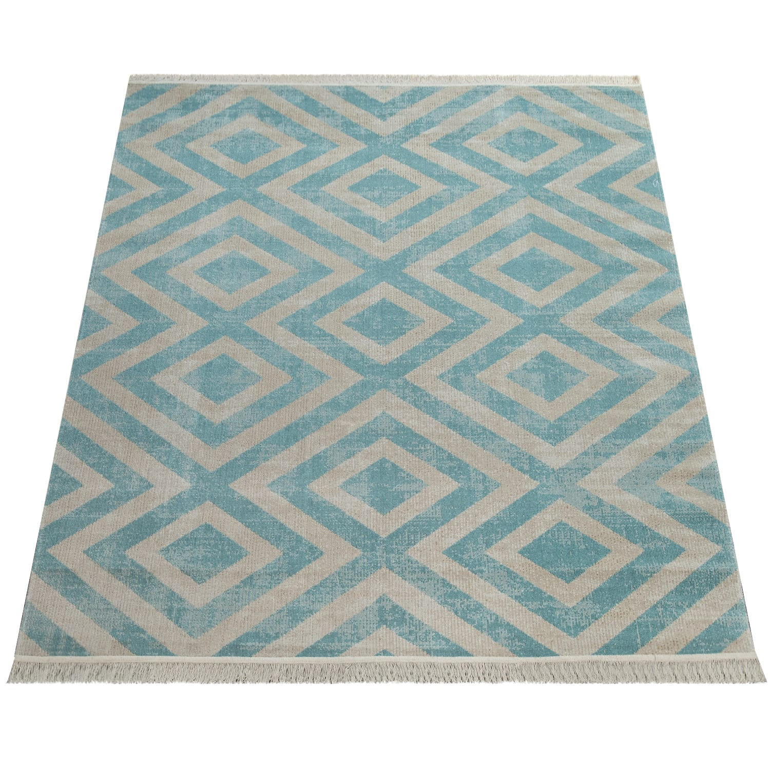 TEPPICH Kurzflor Rauten Wohnzimmer schmutzabweisend Blau Rechteckig 120x170 - Blau, Textil (170/120cm) - KADIMA DESIGN