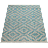 TEPPICH Kurzflor Rauten Wohnzimmer schmutzabweisend Blau Rechteckig 120x170 - Blau, Textil (170/120cm) - KADIMA DESIGN