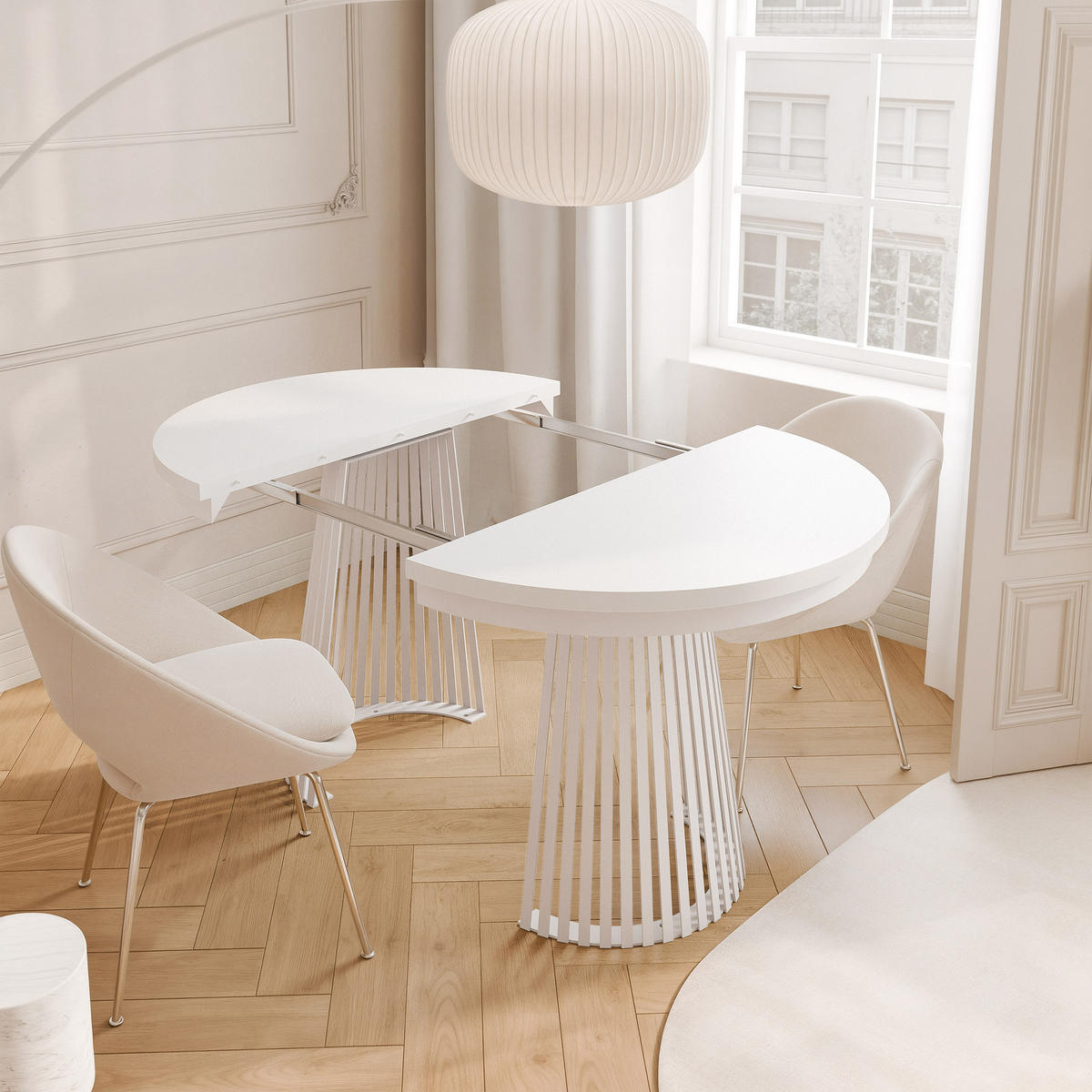 AUSZIEHTISCH AUREA 100-180/75 cm, Weiß - Weiß, Holzwerkstoff/Metall (100/100/75cm) - Idohome