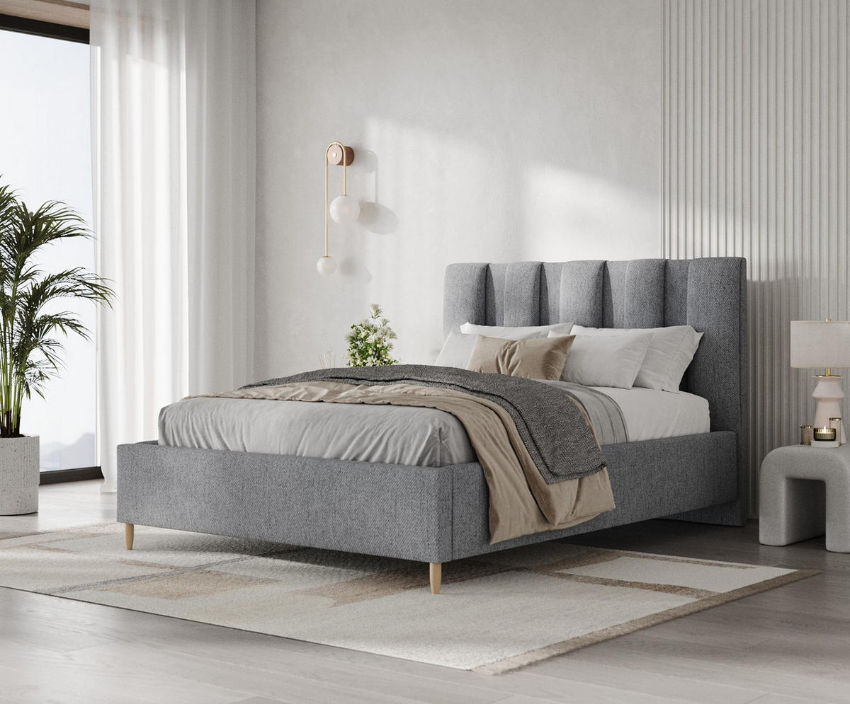 POLSTERBETT Loom 120/200 cm Grau im Neve Stoff - Naturfarben/Grau, Holz/Holzwerkstoff (120/200cm) - AltaBeds