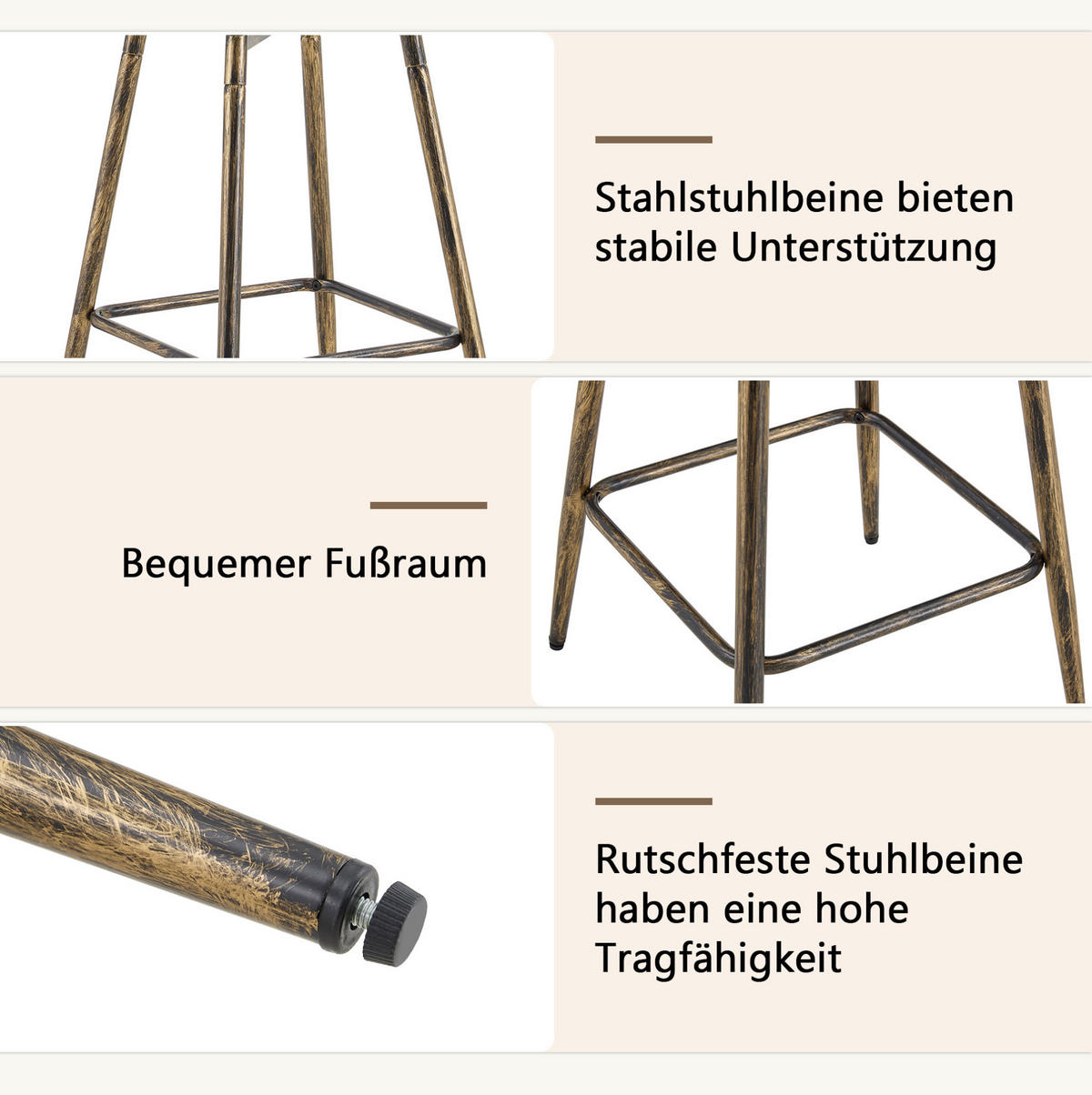 BARHOCKER Braun mit gepolstertem Sitz und Metallgestell - Braun, Textil (39/96/39cm) - MIVRAY