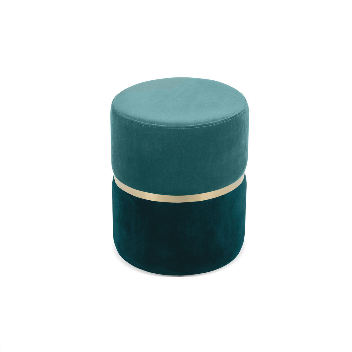 POUF Louise aus entenblauem Samt und goldfarbenem Metall - Blau, Holzwerkstoff/Textil (35/44/35cm) - Sicaan