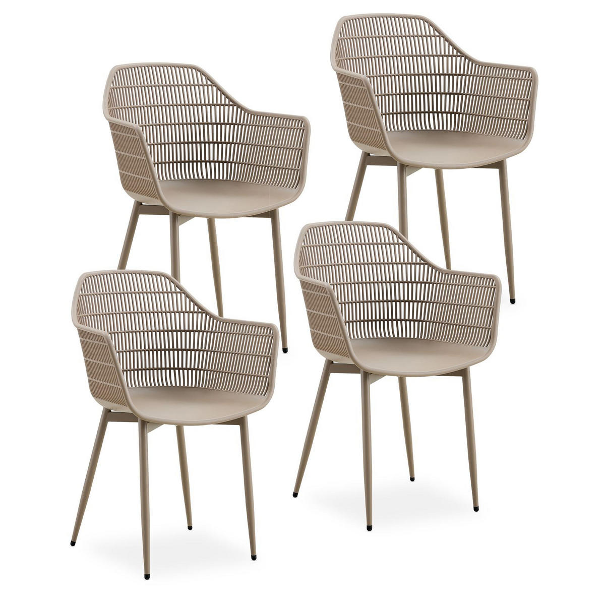 GARTENSTÜHLE MARGHERITA 4er-Set champagne - Champagner, Textil (60/86/52cm) - IDIMEX