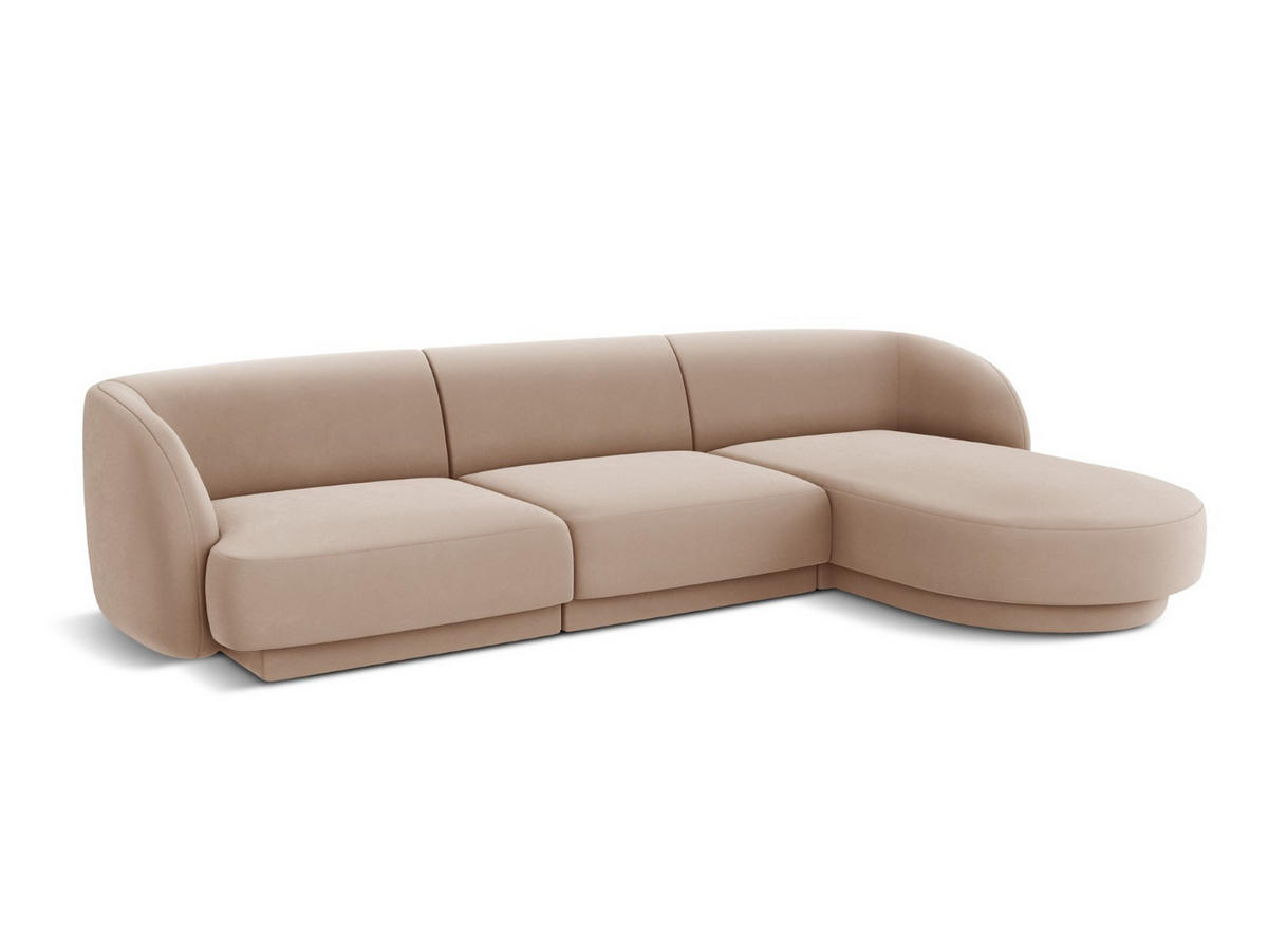 ECKSOFA rechts Miley aus Samt cappuccino 4 Sitzplätze - Cappuccino, Textil (156/255cm) - Micadoni