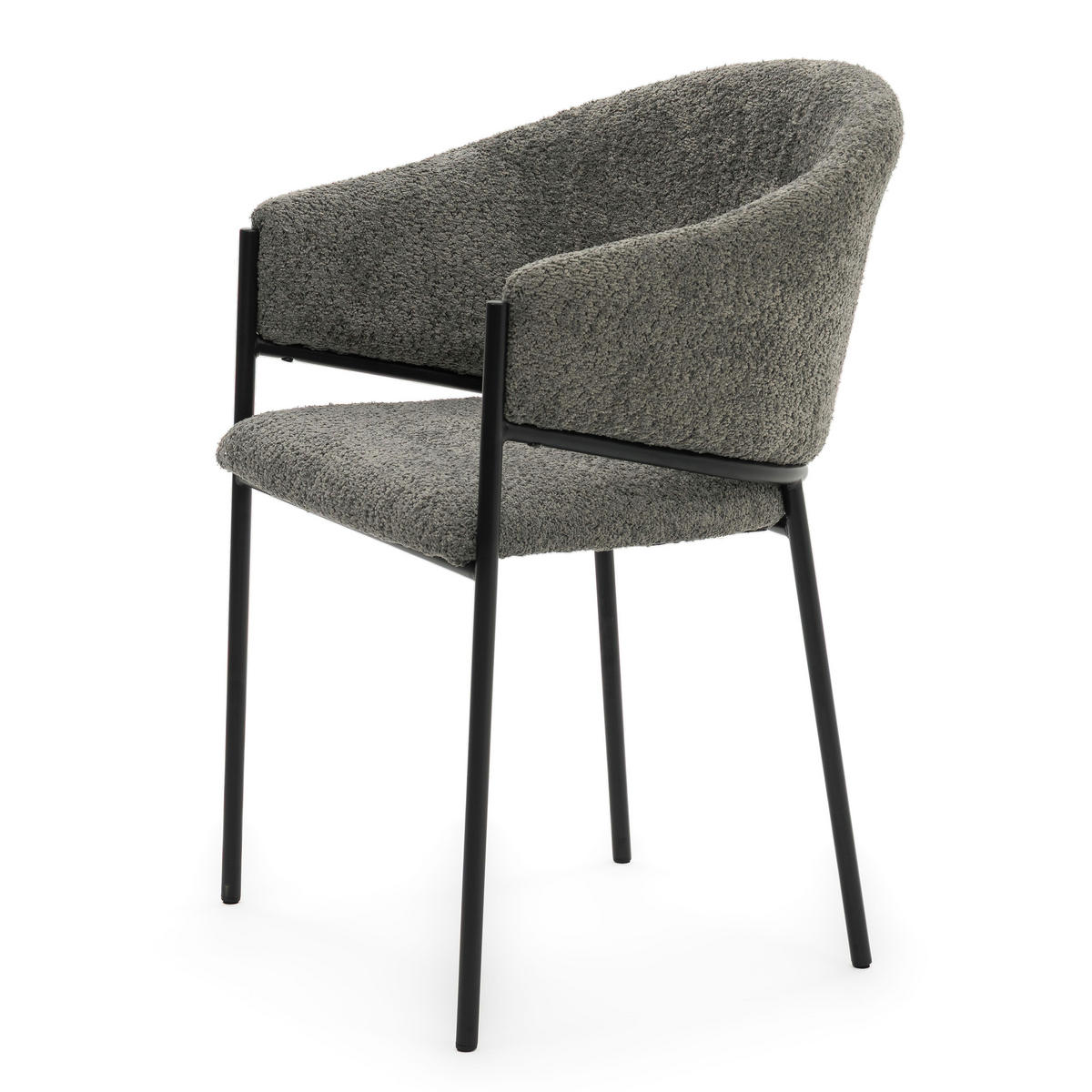 STUHL BUENO gespolsterter - grau - Glamour Boucle Chenille - Schwarz/Grau, Textil/Metall (55/83/56cm) - NEW HOME