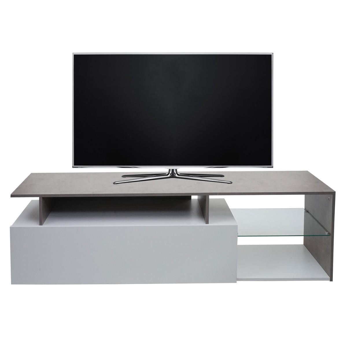 TV-RACK Beton Dekor, weiß - Weiß/Grau, Holz (170/47/40cm) - MCW