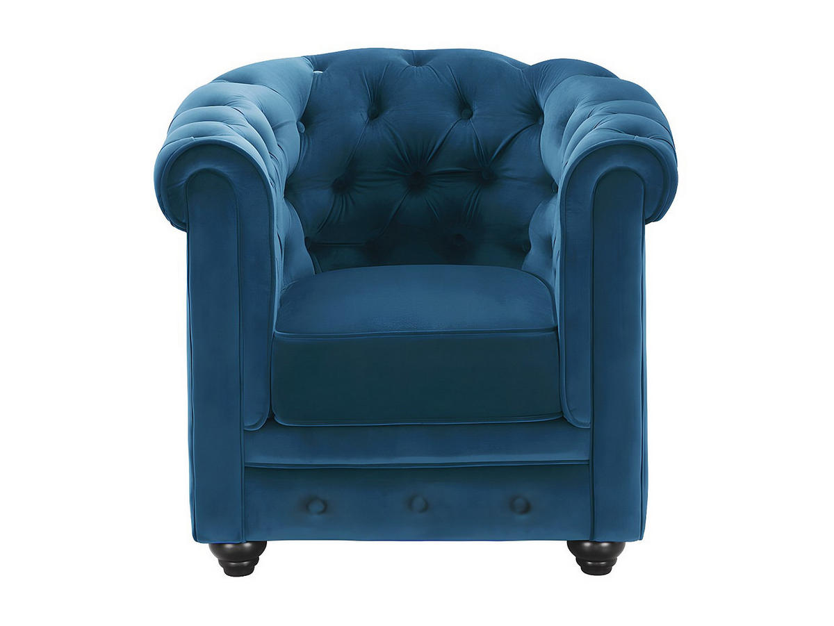 COUCHGARNITUR 3+1+1 - Samt - Grünblau - CHESTERFIELD - Petrol, Textil (88/72/205cm) - Vente-Unique