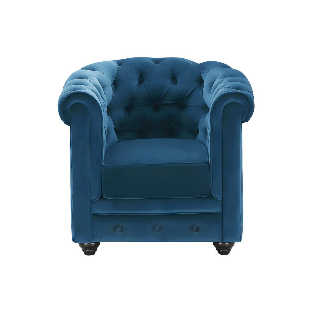 Thumbnail - Vente-Unique Sessel, Blau, Textil, Uni, 88x72x78 cm, Wohnzimmer, Sessel, Chesterfield-Sessel