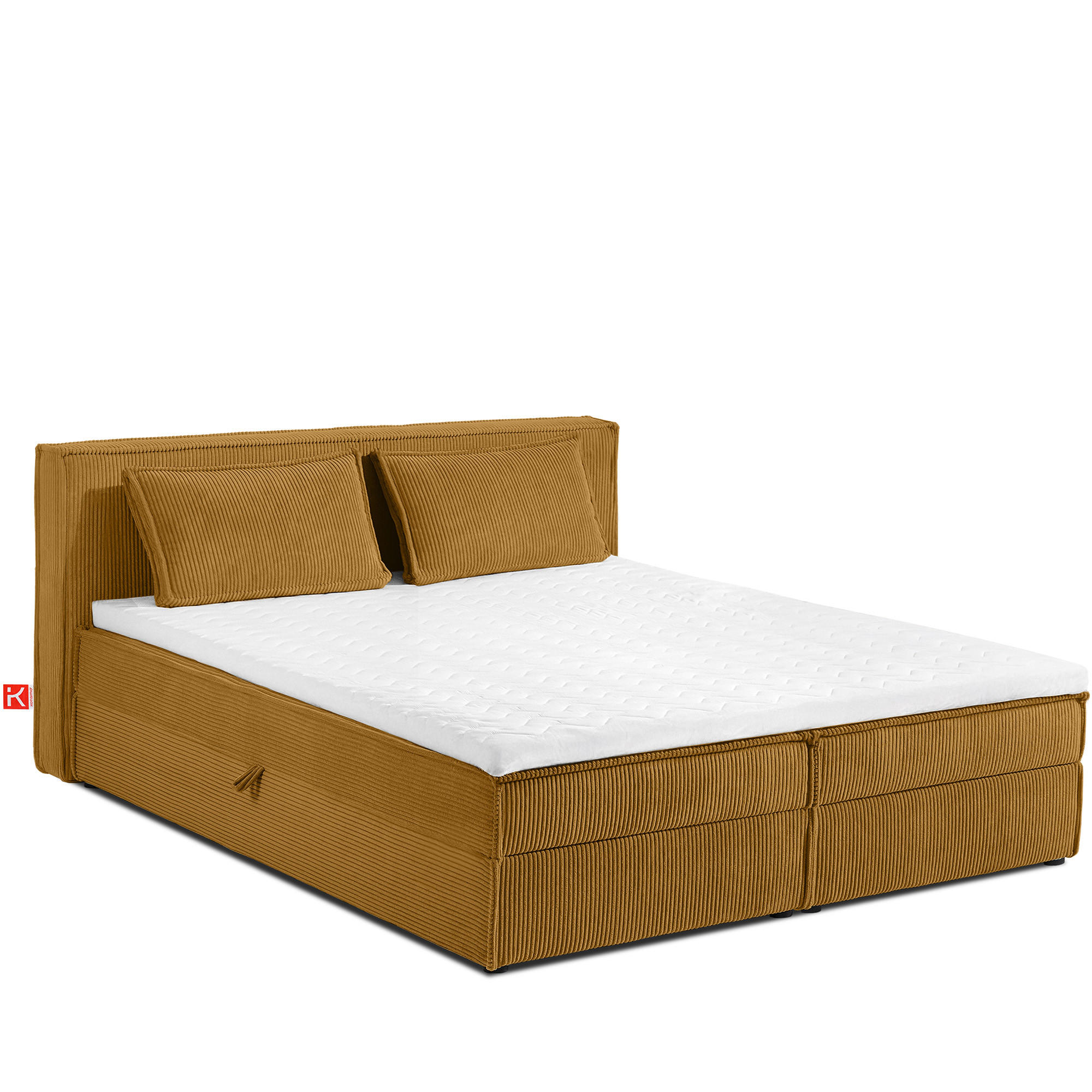 BOXSPRINGBETT ROTI mit Stauraum, gelb - Gelb/Schwarz, Holz/Holzwerkstoff (180/200cm) - KONSIMO®