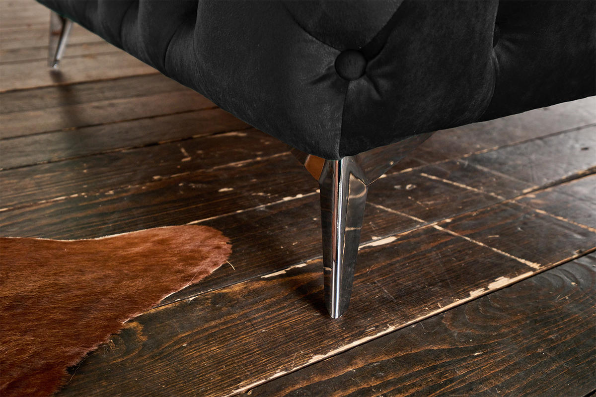 CHESTERFIELD-SESSEL NARLA Schwarz Velvet - Silberfarben/Schwarz, Textil/Metall (120/71/87cm) - KAWOLA