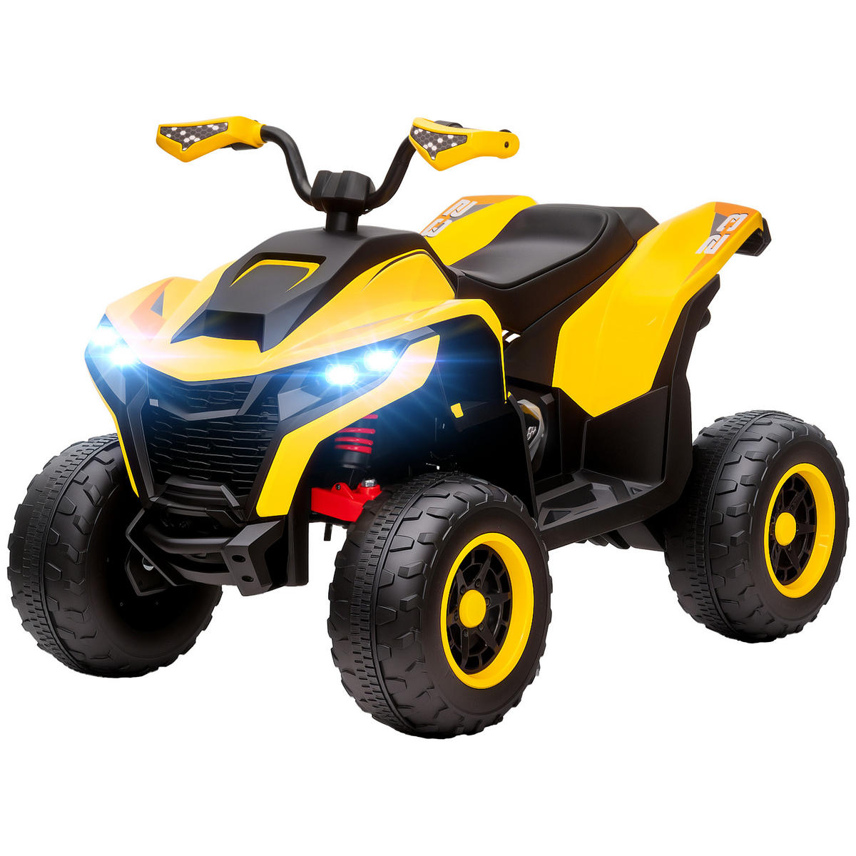 ELEKTROQUAD DE-06222 mit Musik, USB und LED-Scheinwerfern Gelb - Gelb, Kunststoff/Metall (109/69/75cm) - ComfortXL