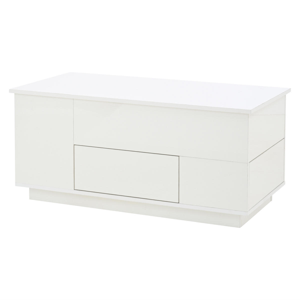 COUCHTISCH mit LED-Beleuchtung höhenverstellbar,verstecktem Stauraum Hochglanz 100/50/45 cm - Weiß, Holzwerkstoff (100/50/59cm) - EVRYAE