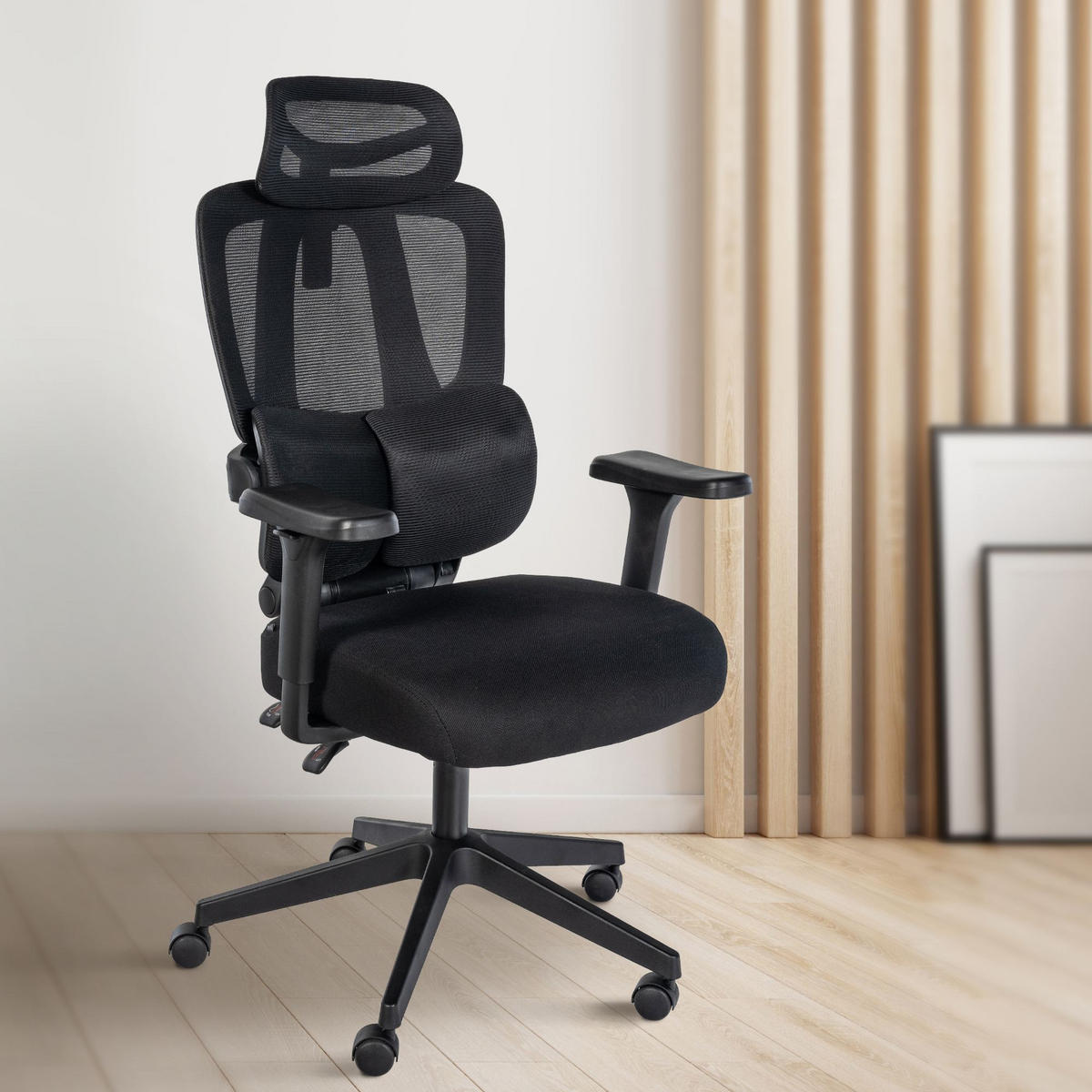 DREHSTUHL Stoff Schwarz - Schwarz, Kunststoff/Textil (67/117/52cm) - CLP
