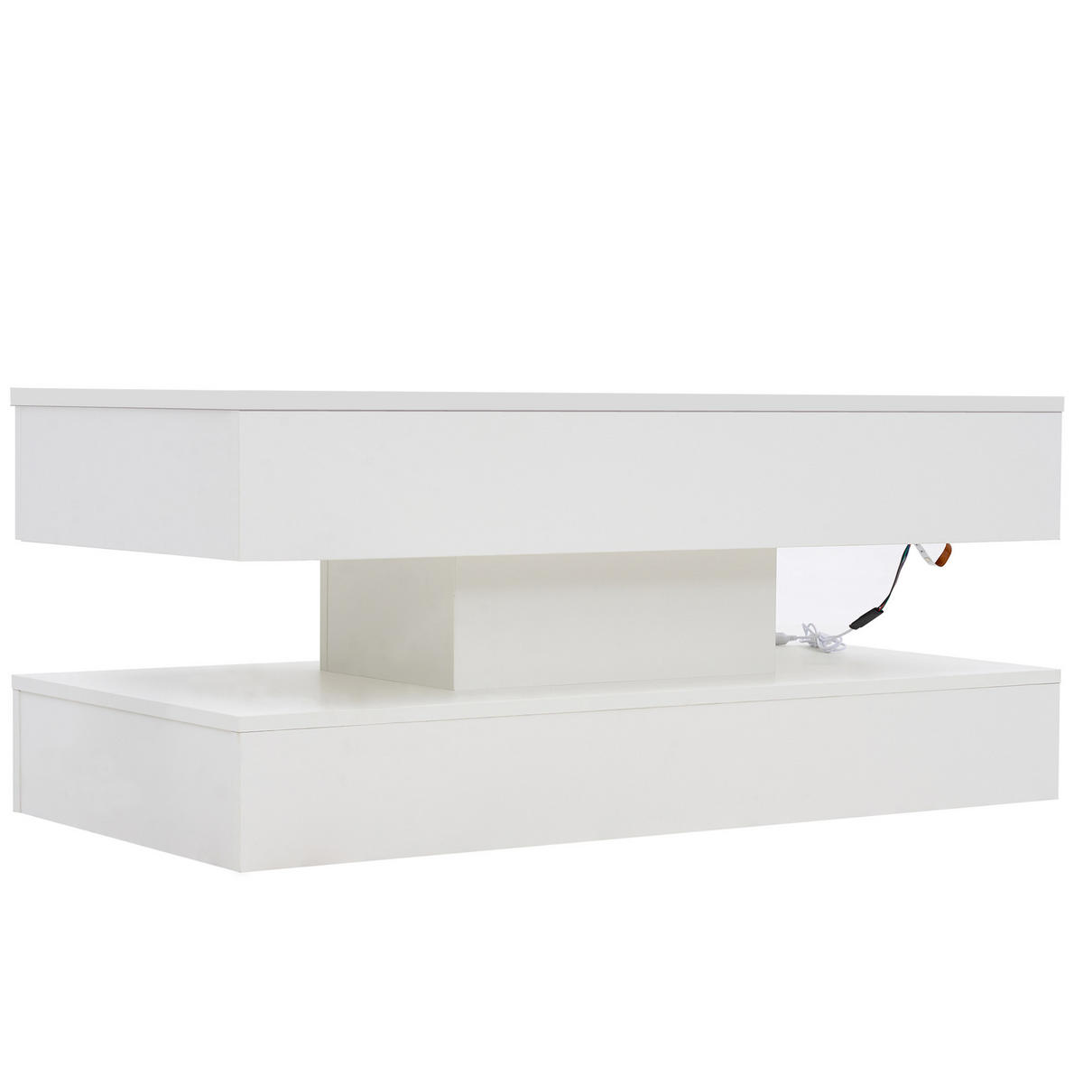 COUCHTISCH, höhenverstellbar mit LED, verstecktem Stauraum und integrierten EU‑Steckdosen, 100/50/42 cm, weiß - Weiß, Holzwerkstoff (100/50/42cm) - Redom