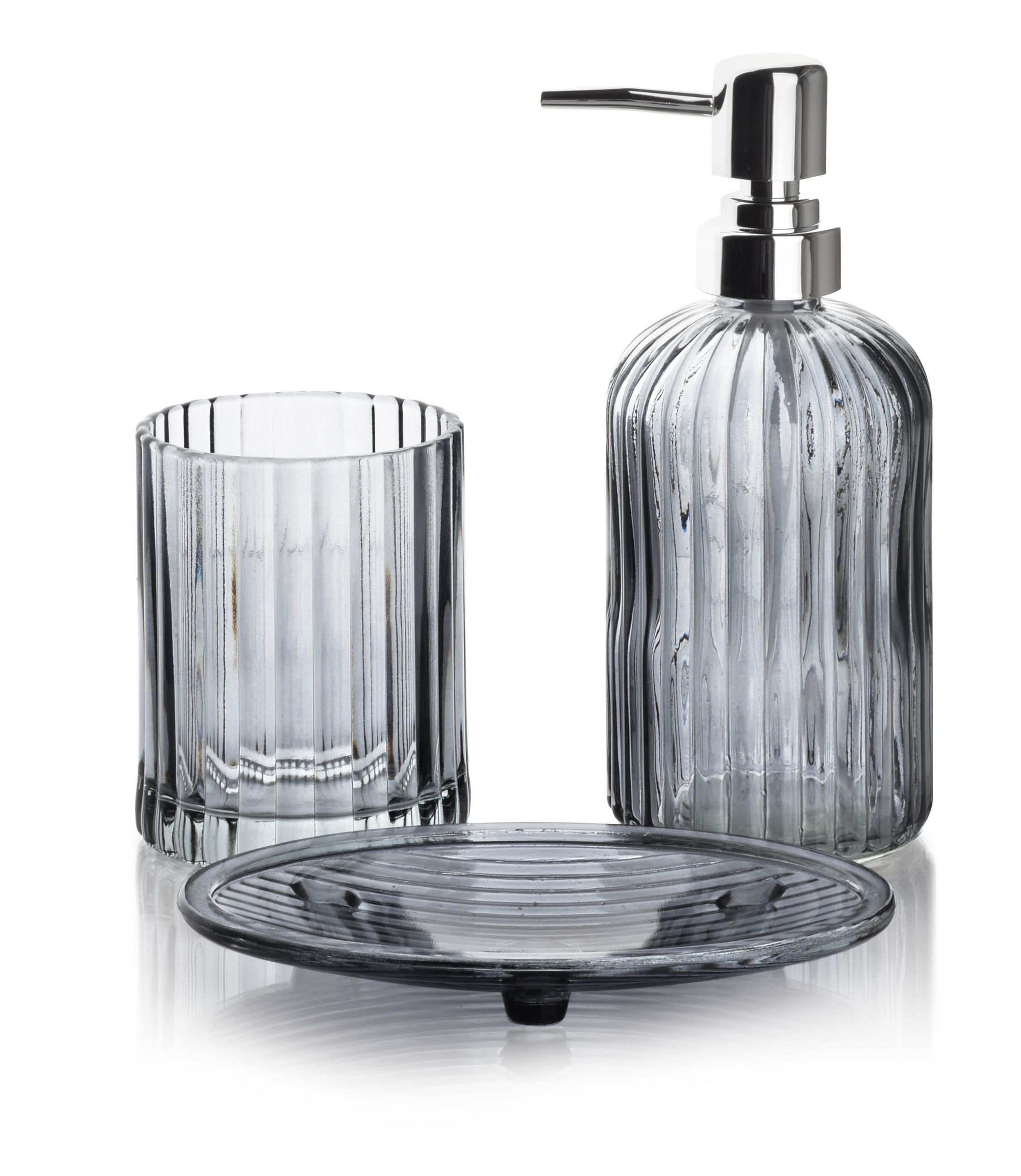 BADEZIMMERZUBEHÖR Ari Grau 19/9/19 cm Glas - Grau, Glas (9/19/19cm) - Mondex