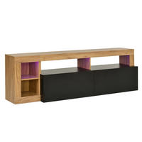 TV-ELEMENT184X42X58CM mit LED-Beleuchtung für 80 Zoll Fernseher Schwarz Holz - Schwarz, Holz (51.18/11/161.7cm) - Raelunyi