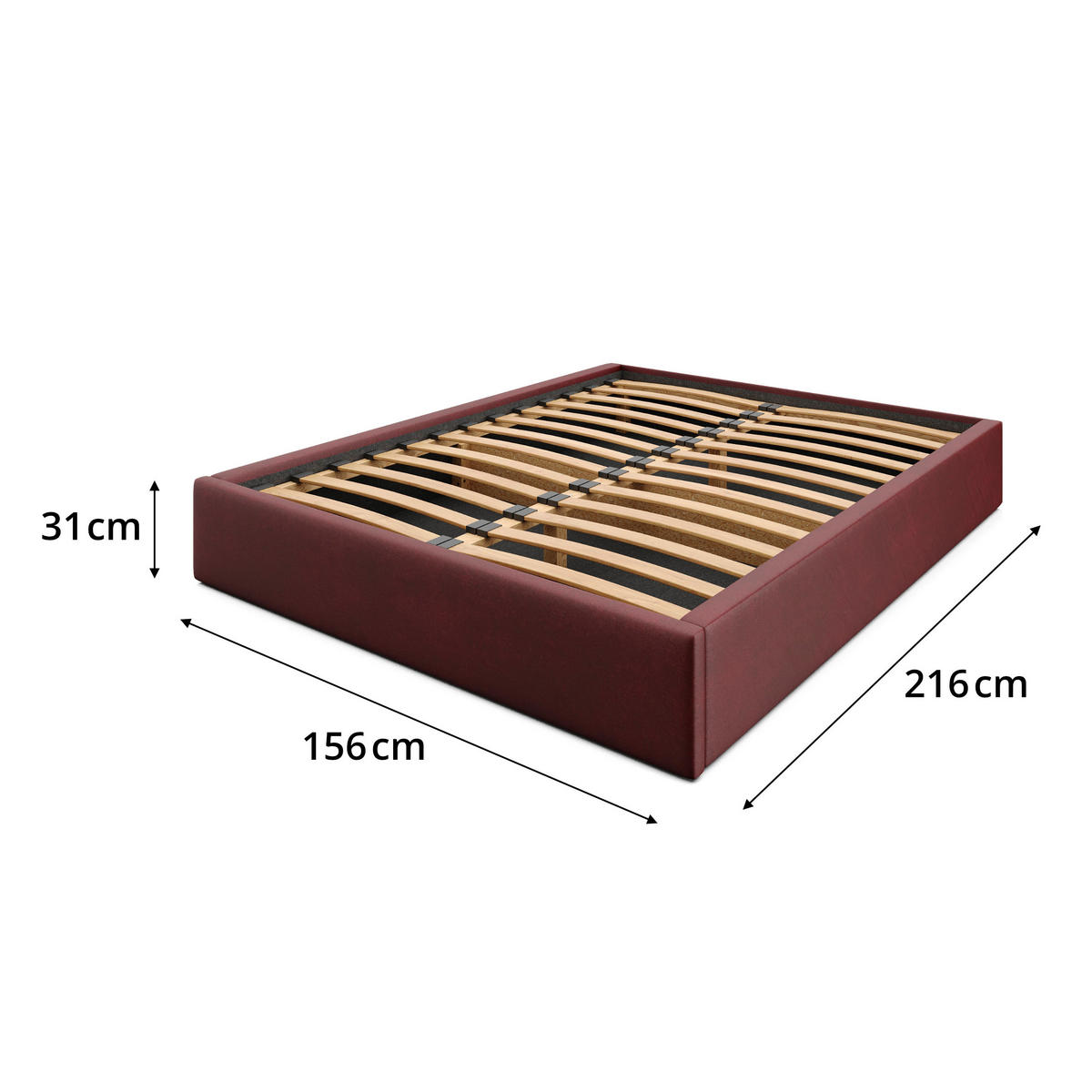 POLSTERBETT 140x200cm Bett mit Stauraum Lattenrost Weinrot - Weinrot, Holz/Holzwerkstoff (140/200cm) - Muralo