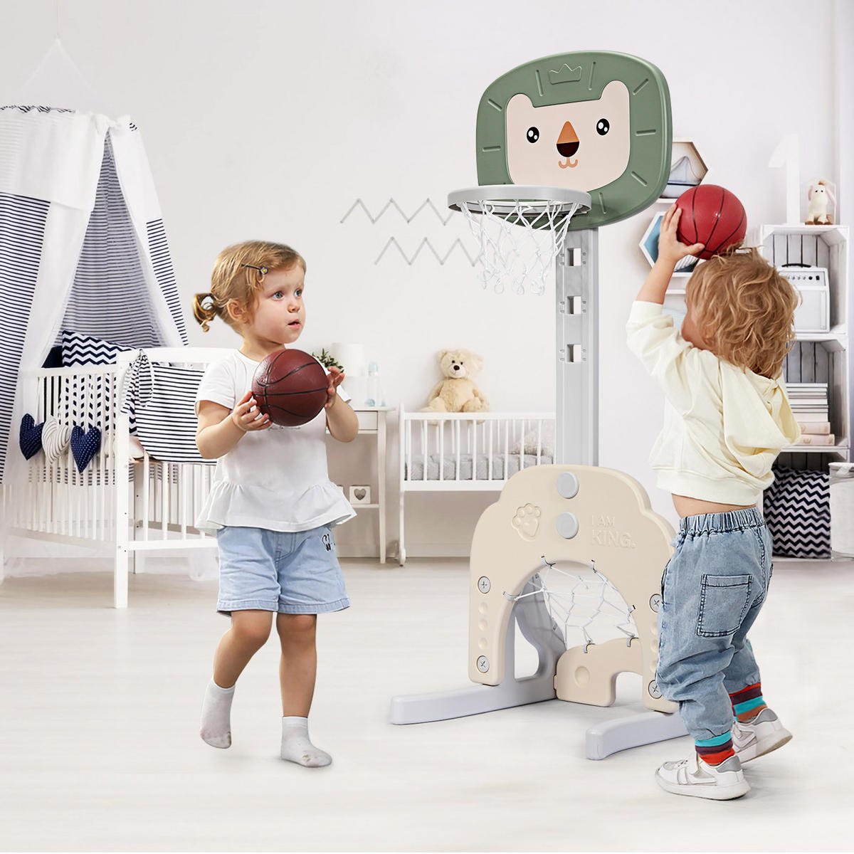BASKETBALLKORB Fußballtor Golf Grau - Weiß, Kunststoff (51/54cm) - COSTWAY