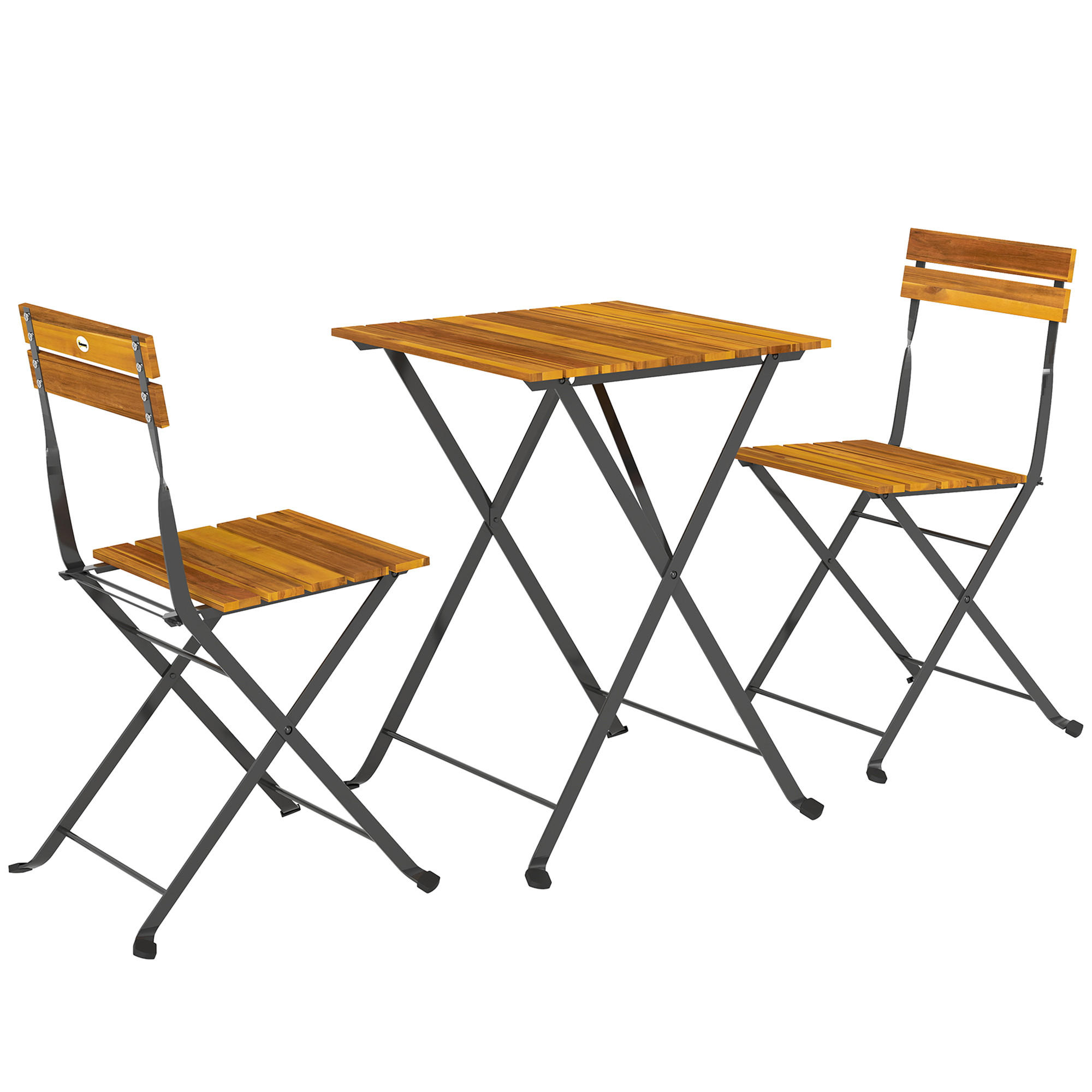 SITZGRUPPE DE-07319 klappbar mit 2 Stühlen Teak - Teakfarben, Holz/Metall - ComfortXL