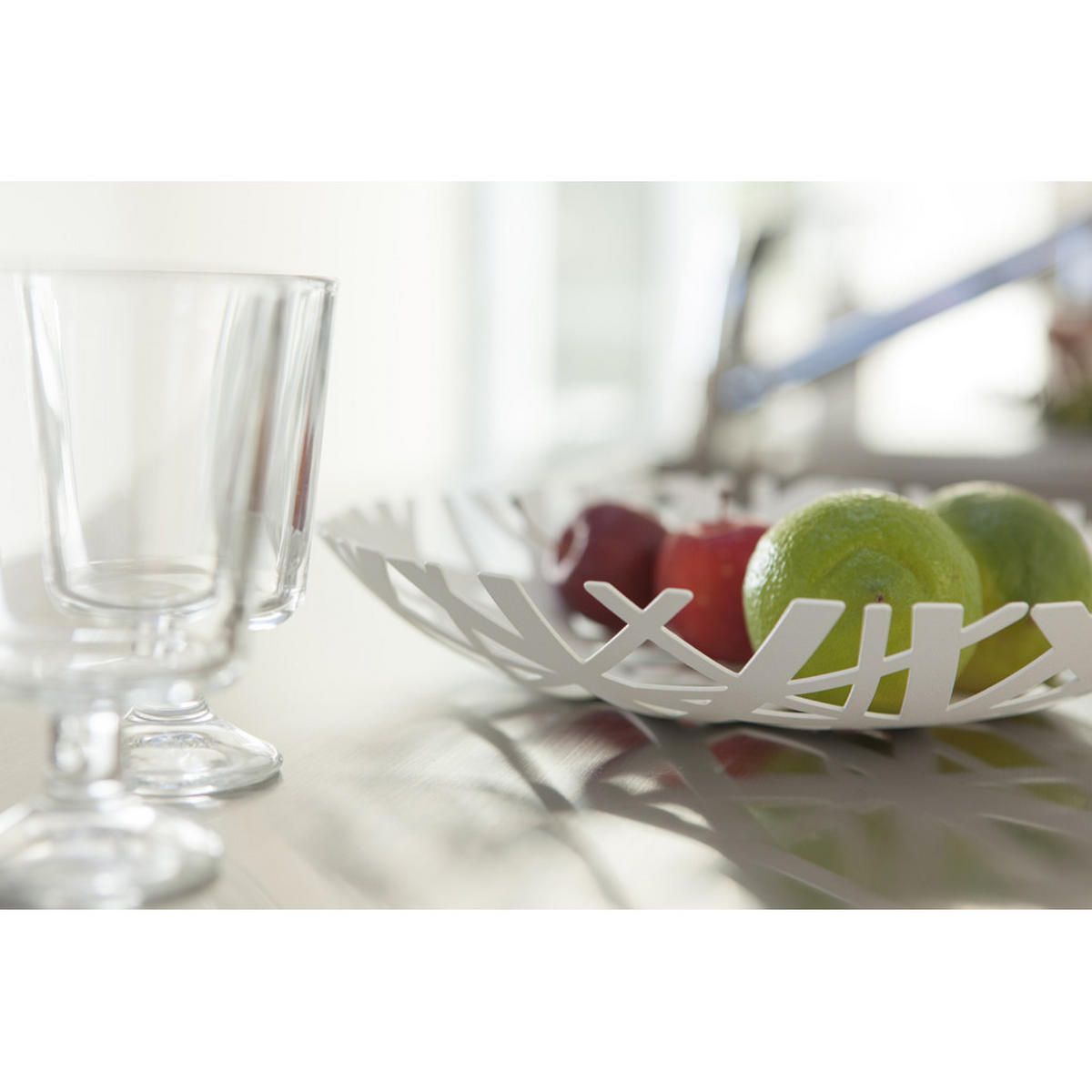 OBSTSCHALE 2497 Weiß Metall lackiert 4,5 x 26 x 26 cm - Weiß, Metall (4.5cm) - Yamazaki