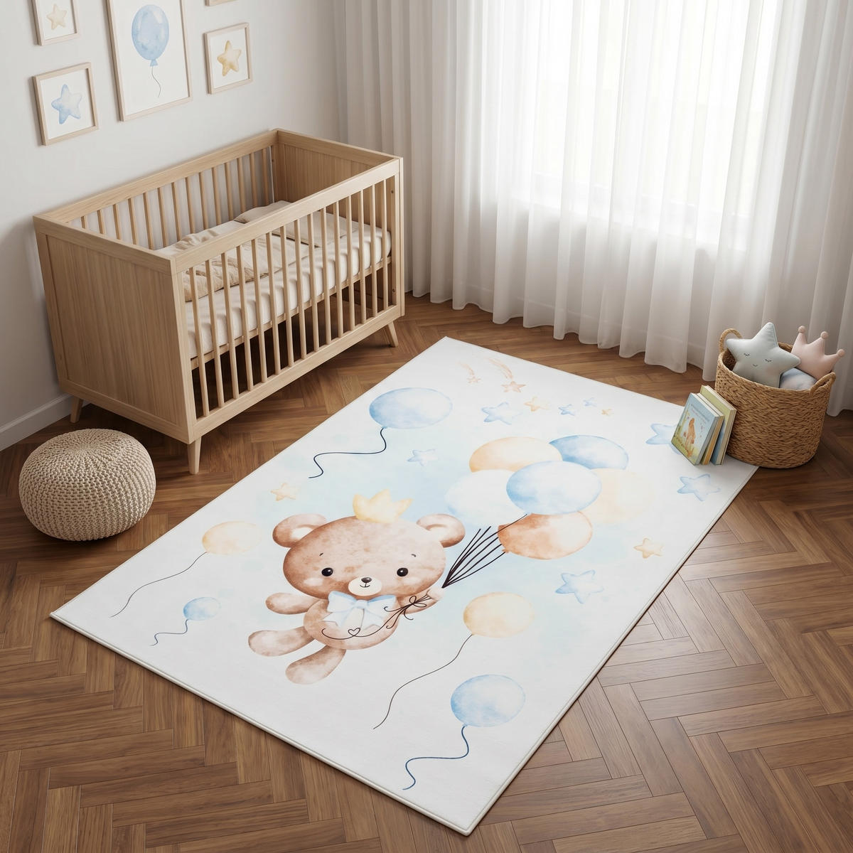 KINDERTEPPICH KIDS Creme Bär 140/200 cm - Creme, Textil (140/200cm) - Tapiso