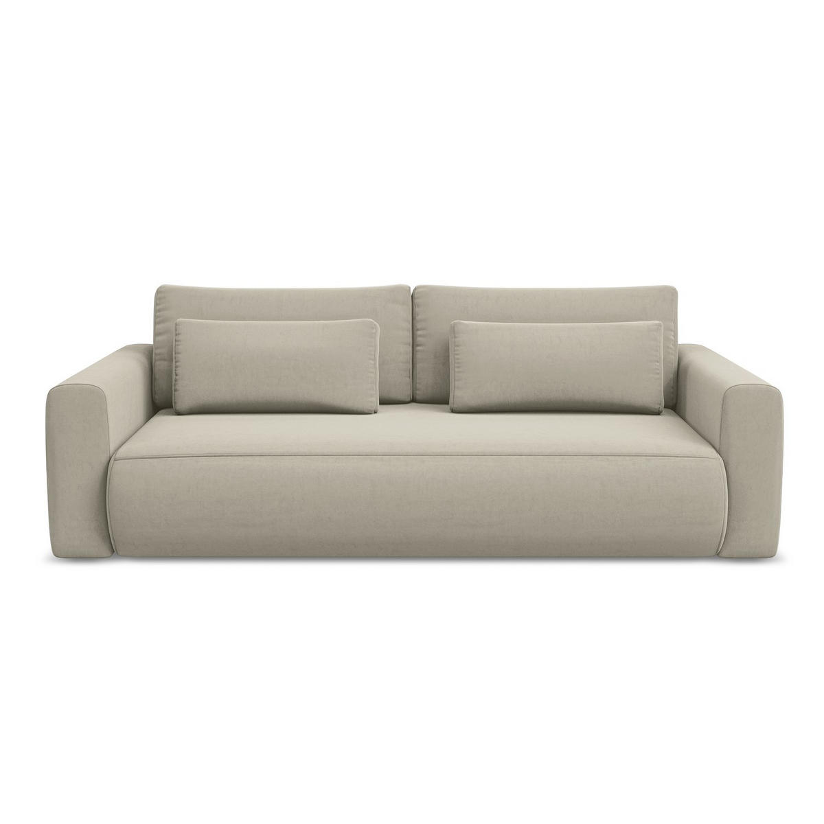 3-SITZER SOFA mit Schlaffunktion Samt Stoff Creme - Perlmutt/Creme, Kunststoff/Textil (238/82/105cm) - LaMiaSofa