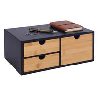 SCHUBLADENBOX Schwarz 3 Schubladen Bambus - Multicolor, Holz/Holzwerkstoff (21/33/13.5cm) - Relaxdays