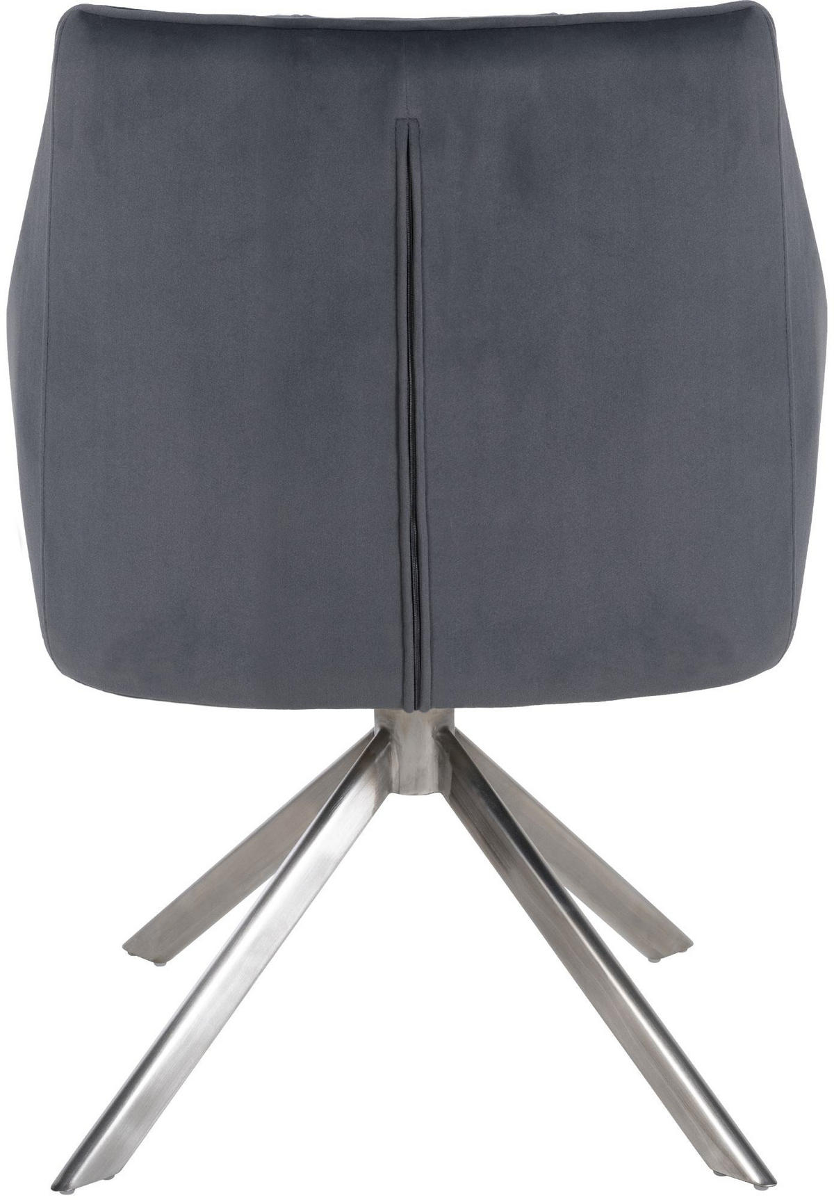 ARMLEHNENSTUHL Samt Dunkelgrau - Edelstahlfarben/Dunkelgrau, Textil/Metall (67/81/58cm) - CLP