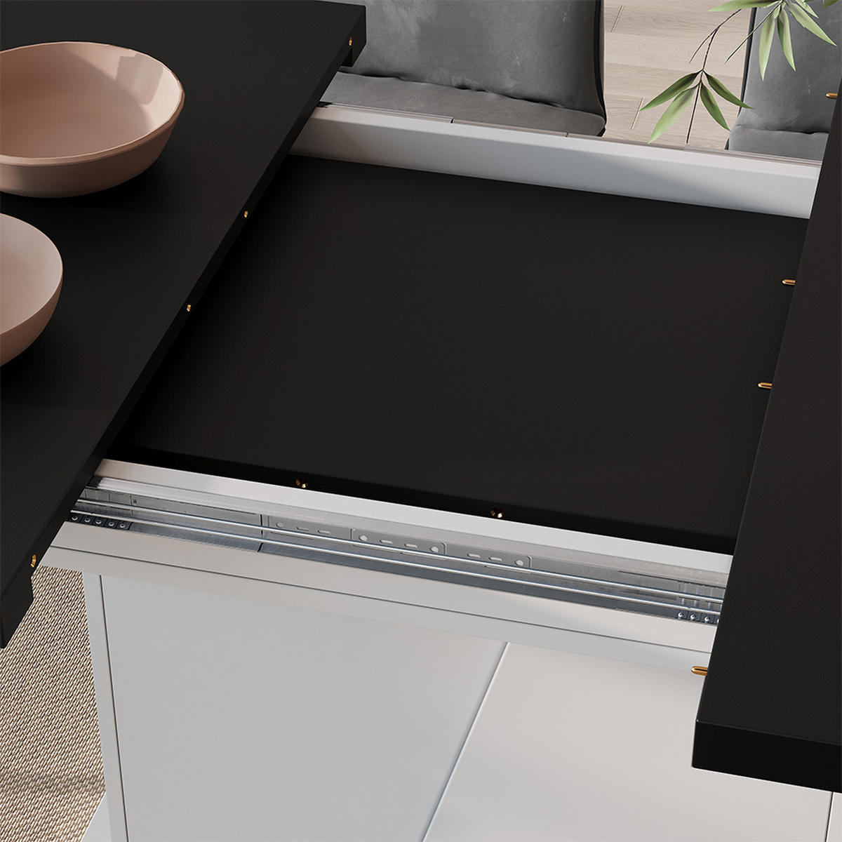 ROZKLADACÍ JEDÁLENSKÝ STÔL Fenaro Biela/čierna - čierna/biela, kompozitné drevo (80/120/77.3cm) - Vicco