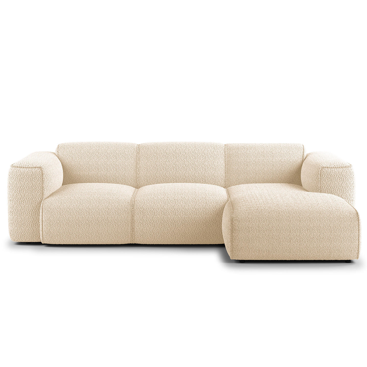 3-SITZER ECKSOFA mit Longchair - Beige/Schwarz, Textil (251/173cm) - home24