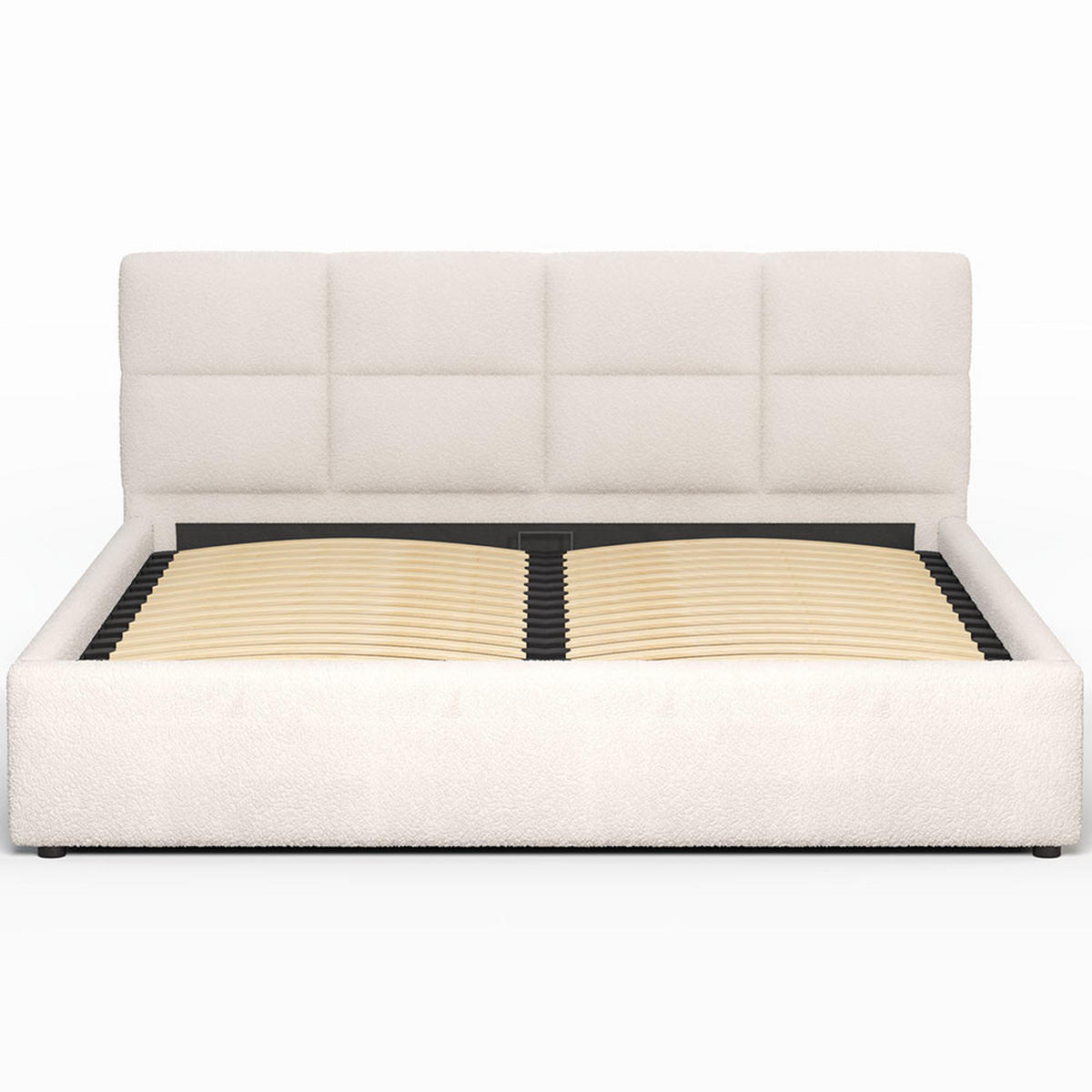 POLSTERBETT 160×200 mit Bettkasten und Lattenrost Mika Teddy-10 Beige Velours - Beige, Holz/Textil (160/200cm) - Jana