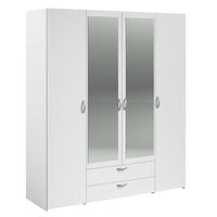 KLEIDERSCHRANK 4-trg. mit Spiegel Parisot Daily 3 Holzdekor Weiß - Weiß, Kunststoff (160/185/51cm) - 58aufmkessel