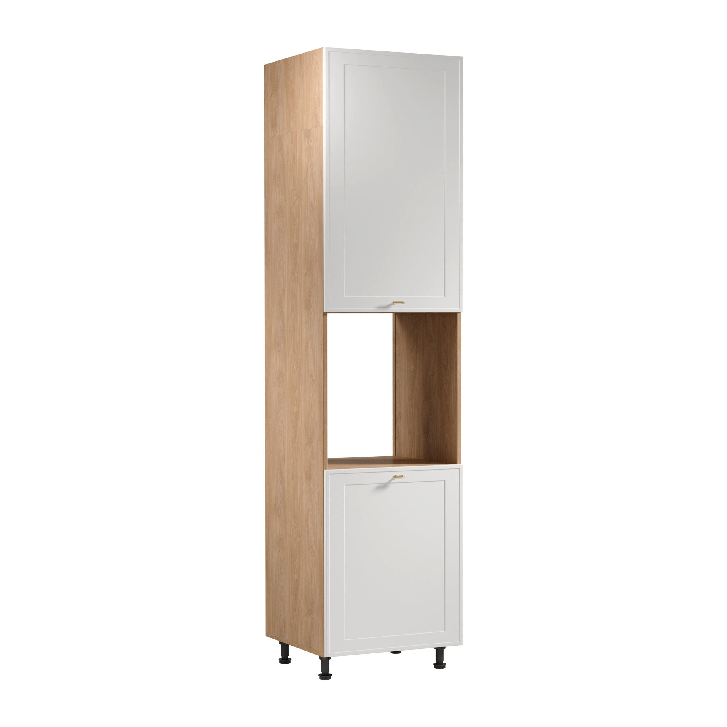 Royal24_Markt Mikrowellenumbauschrank Sonoma Eiche, Weiß 60x247x58 cm