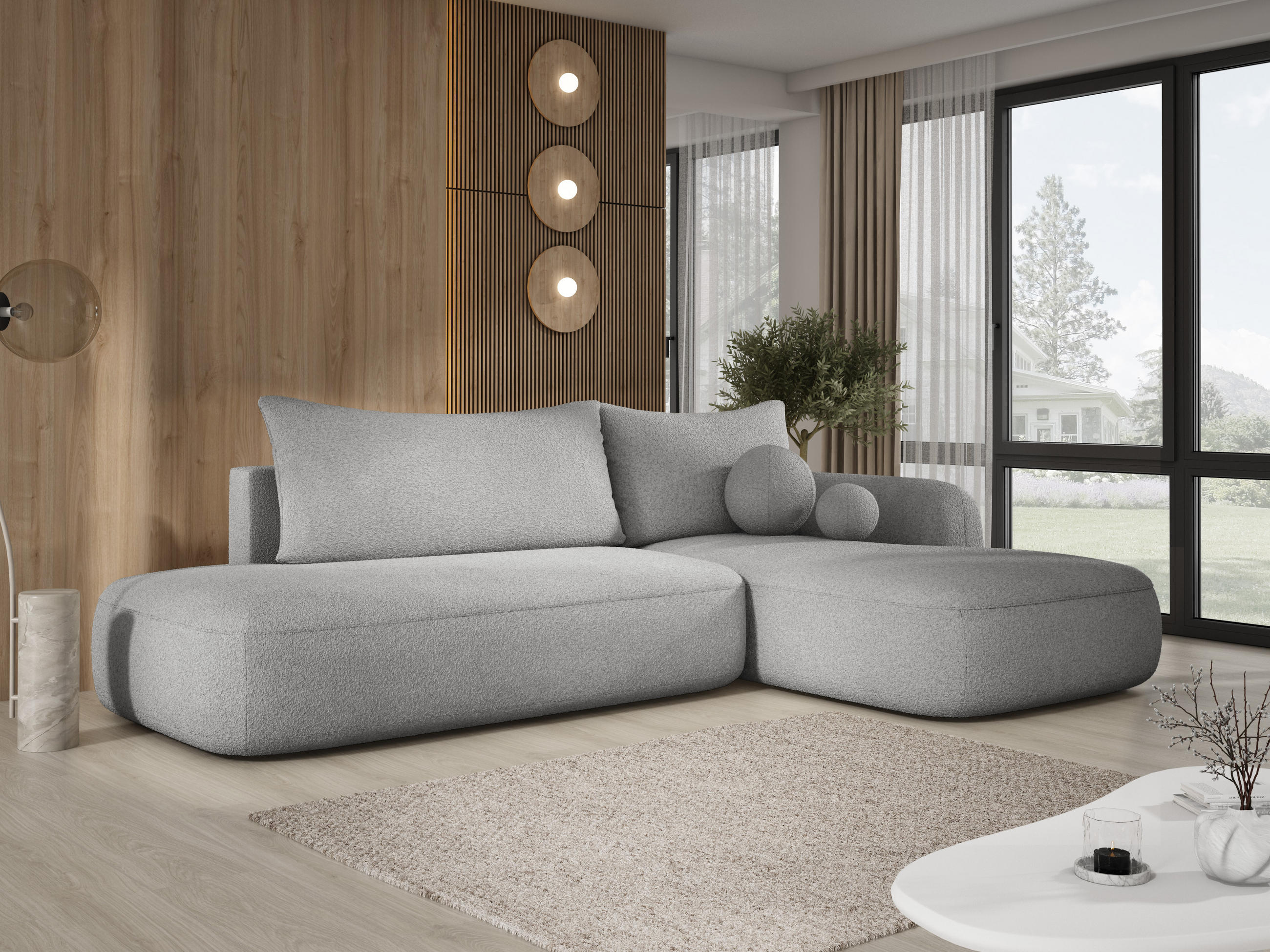 ECKSOFA BABU mit Schlaffunktion, Moderne Polsterecke für Wohnzimmer, funktionales Schlafsofa im Stoff NOW OR NEVER, 300x105x60cm rechte, graphit​ - Graphitfarben, Holz/Textil (300/190cm) - DomoHome