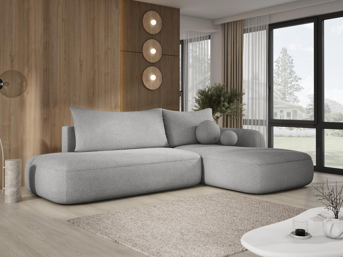 ECKSOFA BABU mit Schlaffunktion, Moderne Polsterecke für Wohnzimmer, funktionales Schlafsofa im Stoff NOW OR NEVER, 300x105x60cm rechte, graphit​ - Graphitfarben, Holz/Textil (300/190cm) - DomoHome