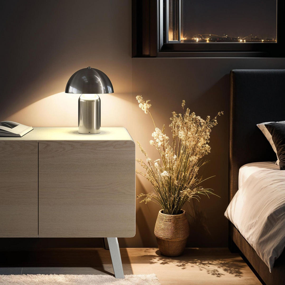 AKKU-TISCHLAMPE Kade,25 x 34 cm,Nickel matt - Nickelfarben, Metall (25/25/34cm) - tectake